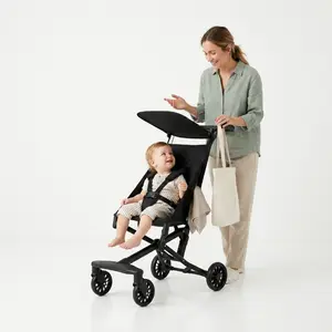 Travel Umbrella Stroller, One-Hand Quick Fold, 3-Point Safety Harness, Dual Brakes, Adjustable Removable Canopy, Lightweight Compact & Space-Saving, for 6 to 36 Months – Black