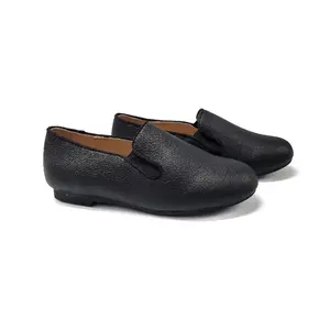 Mamelina Black Pebbled Smoking Slip On 0311