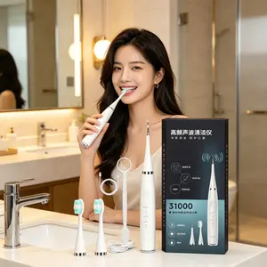 "Electric dental cleaner, USB rechargeable dental cleaning tool set, 5 cleaning modes, promotes gum health, suitable holiday gift for family and friends. "
