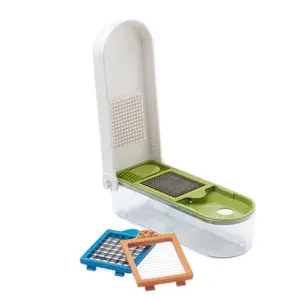 Princess House 3-in-1 Veggie Chopper with 3 Interchangeable Blades for Efficient Vegetable Dicing & Chopping Manual Tool for Quick Even Food Prep