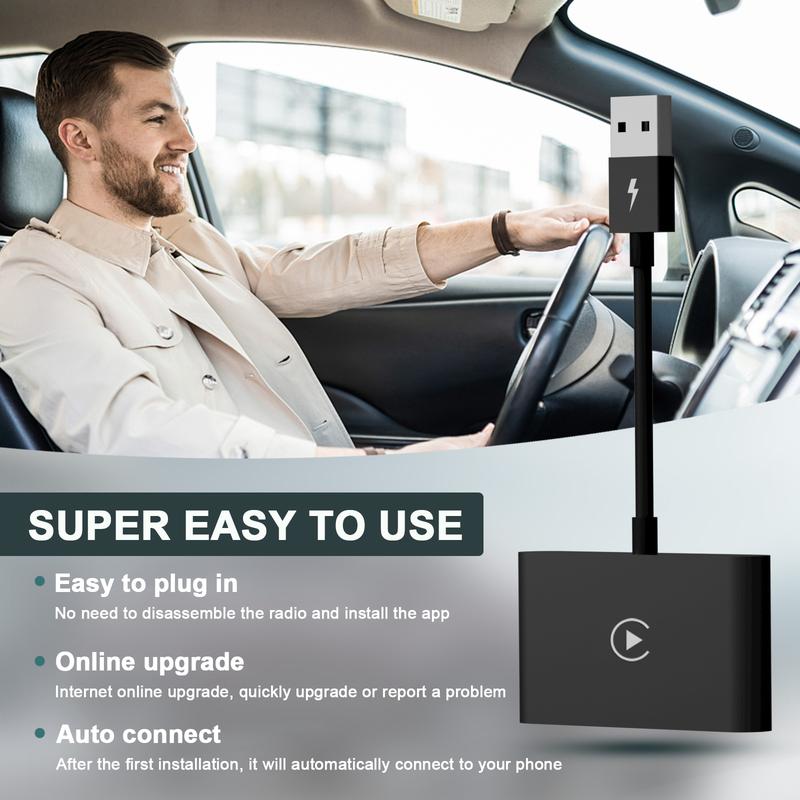 CarPlay Wireless Adapter for Factory Wired CarPlay 2024 Upgrade Plug & Play Dongle Converts Wired to Wireless for Cars from 2015 & iPhone iOS 10+