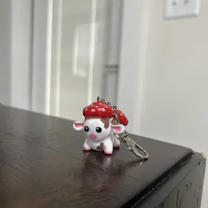 Mushroom Cow Keychain