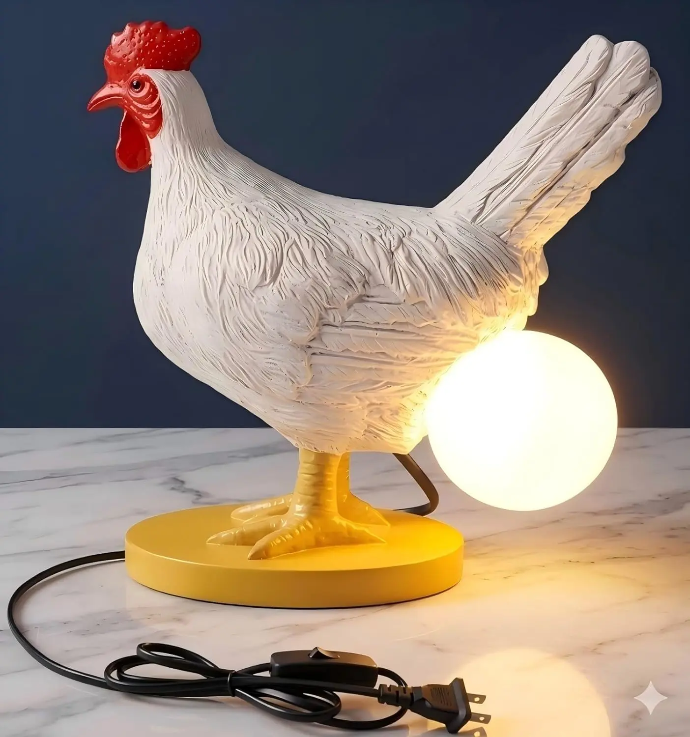 Funny Glowing Egg Rooster Indoor Night Light - Bulb Included Ambient Light, Farmhouse Table Decor, Unique Gifts for Chicken Lovers (Suitable for All Indoor Spaces)