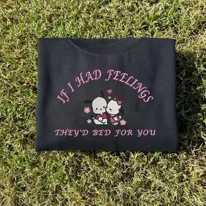 Pochacco And Pochamii Cartoon Couple Embroidered Sweatshirt, Happy Valentines Pochacco And Pochamii Sweatshirt, Gifts For Couples