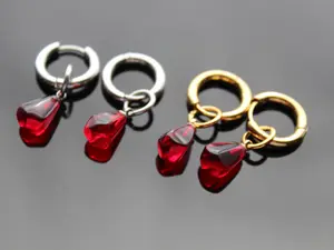 Abgaryan ART Pomegranate Glass Seeds Hoop Earrings with Necklace in Gold and Silver Tones Minimalist Style Teardrop Design Unisex Jewelry