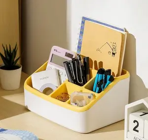 Simple  Storage Box, Desktop Remote Control Compartment Box, Large Organizer for Office Sundries and Computer Peripherals