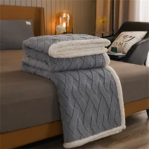 1pc Jacquard Tufted Plush Blanket, Thick Milk Velvet Bed Blanket, Single & Double Size, Office Nap Blanket, Warm Blanket, Throw Blanket, Soft Cozy Blanket, Washable, All Seasons