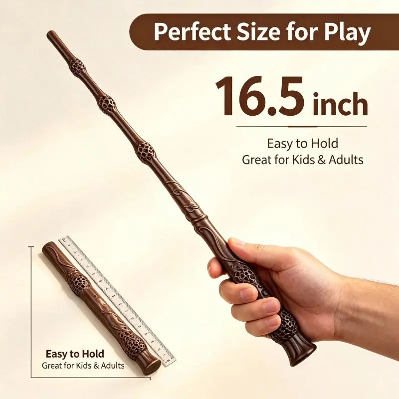4 Varieties Resin Magic Wizard Wands, Detailed Hand-Carved Cosplay Prop, Fantasy Roleplay Accessory, Great for Halloween, Cosplay Costume & Collectible Display Lightweight Masks