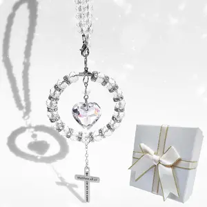 Verse  Rearview  , Bling Suncatcher   Charm Mirror Hanger, 'I Am with You Always' Matthew 28:20, Christian  for  Accessories Ornament Religious  for Women