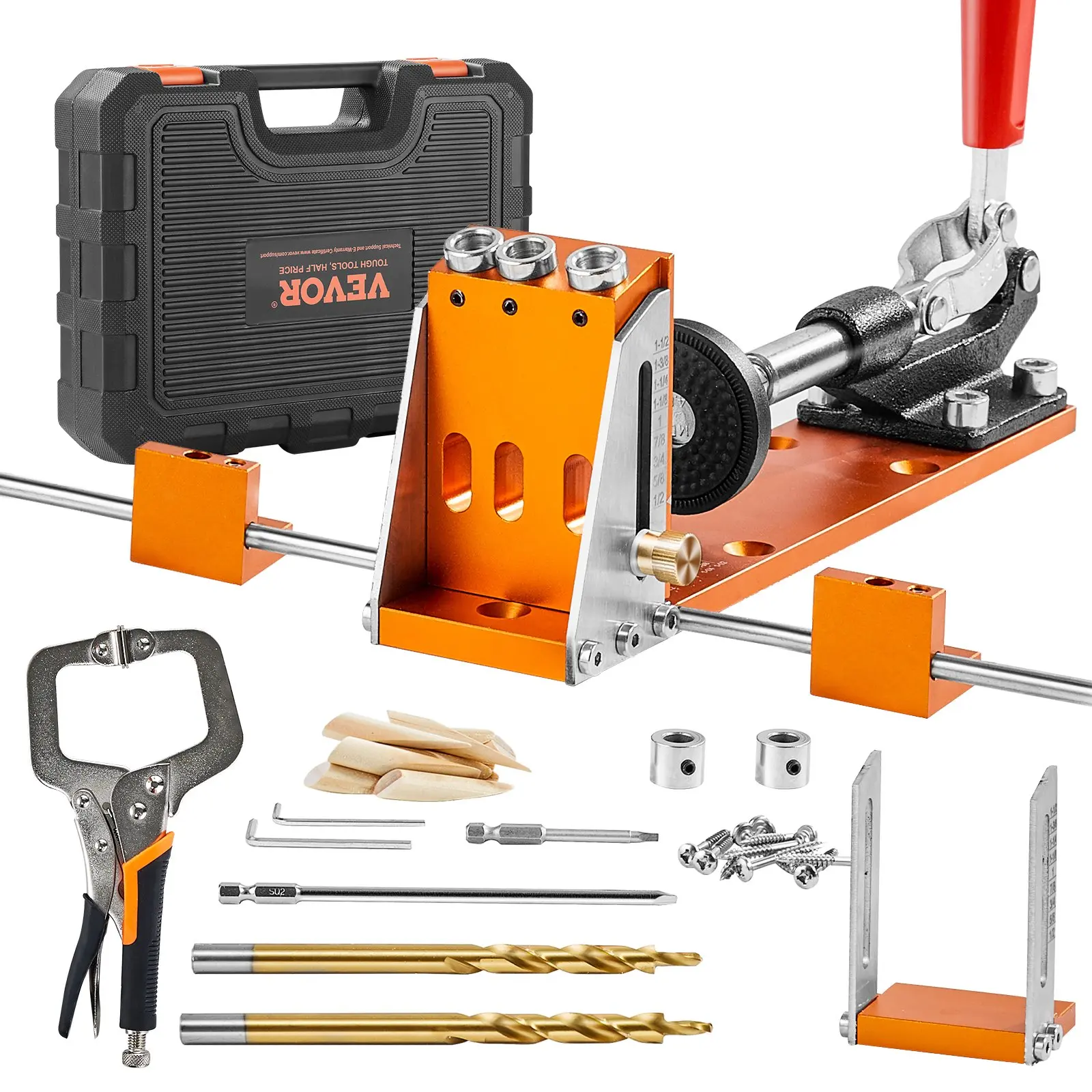 VEVOR Pocket Hole Jig Kit, 34 Pcs Pocket Hole Jig System with 11" C ...