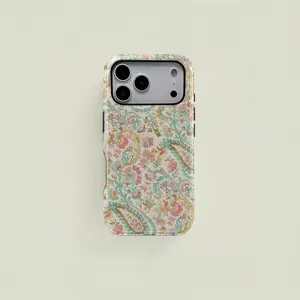 Paisley Watercolor Floral Dual Layer Case, Durable Two-In-One Protection,phone Case Suitable for Iphone 11/12/13/14/15/16/17 Pro Promax Plus Air and Samsung S22/S23/S24/S25 Plus Ultra Fe,Stylish Couple Phone Cover Gift