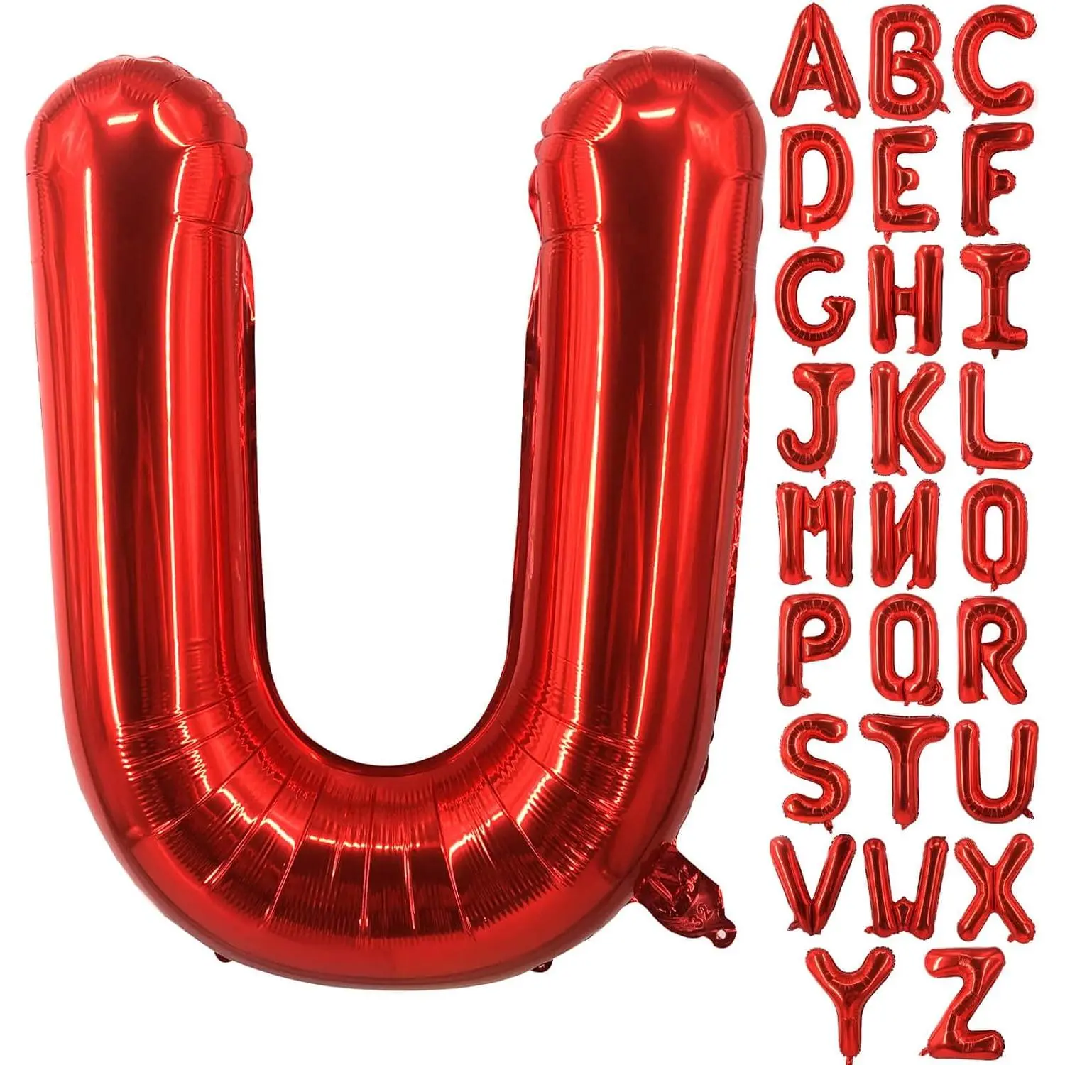 40-Inch Reusable Jumbo Red U-Shape Aluminium Mylar Foil Helium Letter Balloon - Happy Birthday Decor for Boys, Photo/Banner Print Option, Red Letter B Alternative Available