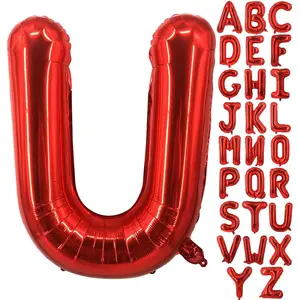 40 Inch Large Red Letter U Balloons Big Size Jumbo Mylar Foil Helium Balloon for Birthday Party Celebration Decorations Alphabet Red U