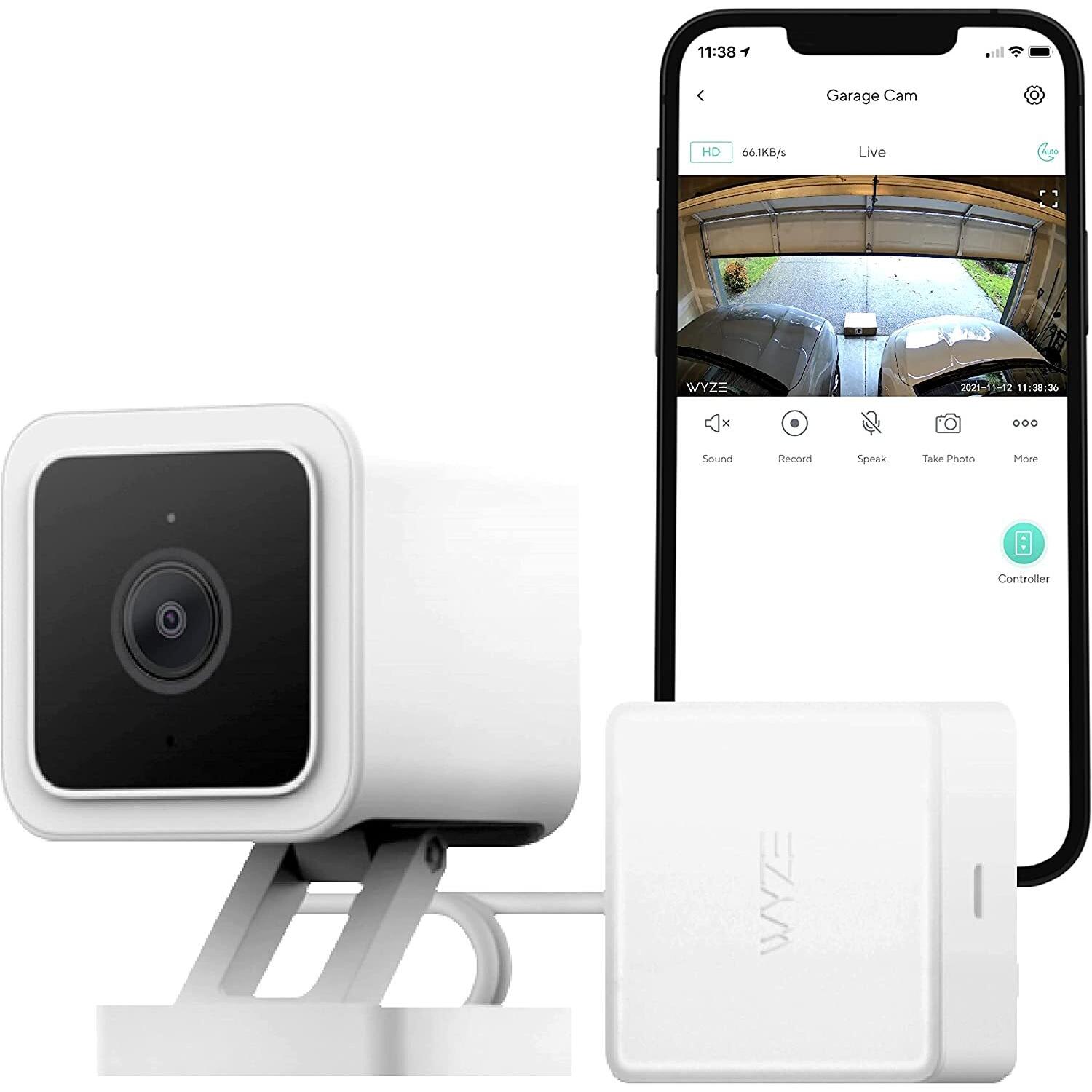 Wyze Garage Door Controller — Built-in Security Camera, Remotely Open/Close/View Garage Door w/ WiFi, 1080p HD Video w/ Color Night Vision