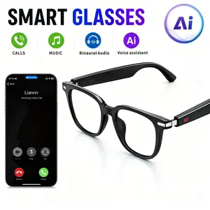 New smart glasses with stable wireless connection. AI voice assistant, command life. Lenses can block glare and protect the eyes. A sensitive microphone provides clear sound. Magnetic charging, instant use, easy to use, ideal gift for men and women.