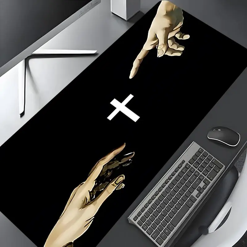 Hand & Cross Pattern Mouse Pad, Rectangle Gaming Mouse Pad, Non-slip Mousepad, Office Desk Keyboard Mouse Mat for Home Office Game Room Desk, Desktop Accessory, Desk Accessories, Made for Gaming, Computer Desk Pad
