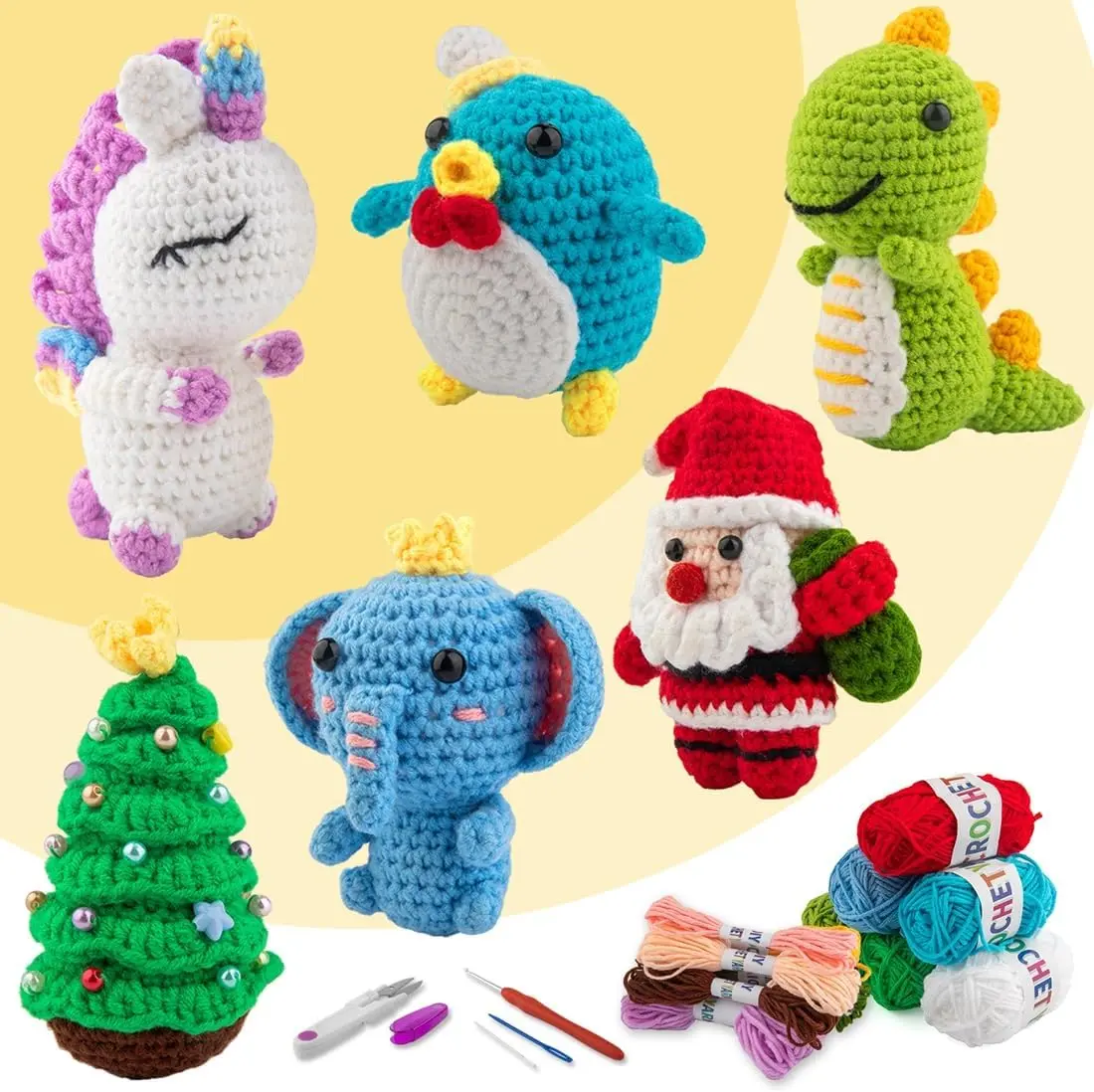 6 count Crochet Kit for Beginners, Knitting Kit For  Adults, Crochet  Kits with Step by Step Videos Tutorials, Knitting Kit For   Birthday Holiday , DIY  Pendants (Set-01)