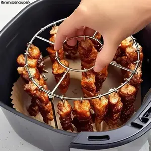 24 Pcs Stainless Steel Air Fryer Rack Vertical Kebab Skewer Rack | Round Hanging Meat Skewer Holder for Air Fryer & Oven | Food-Grade Rust-Resistant Space-Saving Design | Multi-Purpose Kitchen Grilling Baking Accessories for Home Cooking Meal Prep
