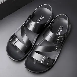 Men's Cool Double Buckle Sandals - Simple and Versatile Summer Footwear with Double Strap, Comfortable Black Design Fathersdaygift Leather  TikTok Black Friday Store