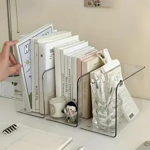 Sleek Durable Clear Acrylic Bookshelf, Stylish Desk Organizer for Books and Documents, Perfect for Office and Classroom Use, Stationery Organizer