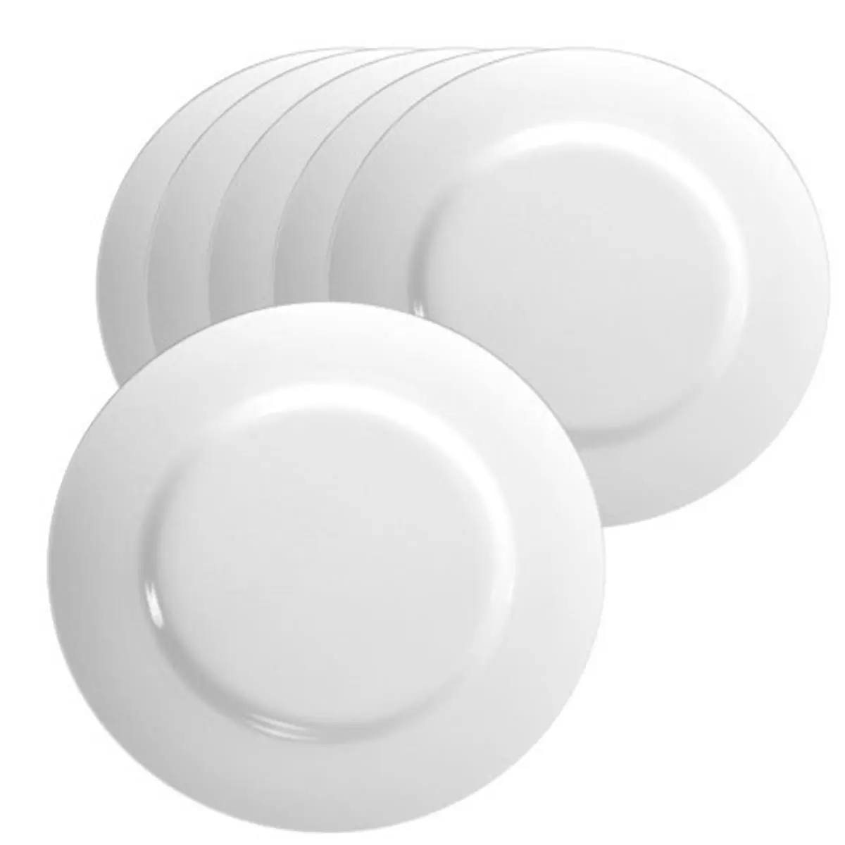 212 MAIN Sturdy 6-Piece Melamine Dinnerware Set, White Salad Serving Plates, Tableware Set (Model 72300), Six Pieces
