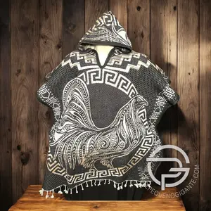 Gaban con Gorro (Jorongo) One Size Fit Plus Super Cozy Mexican Poncho Gaban with Hoodie Cowboy Cape