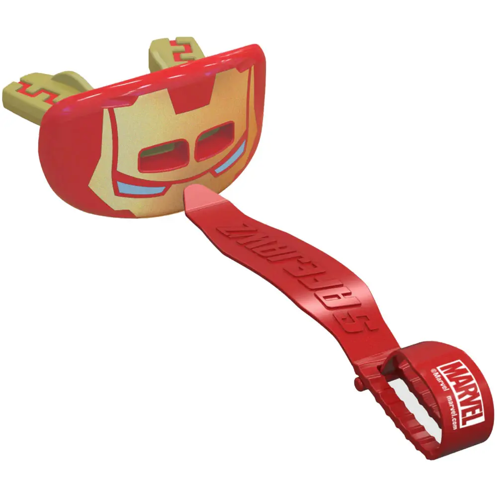 SafeJawz EXTRO Lip Guard Protector Mouthpiece with Detachable Strap for Football, Lacrosse - IRON MAN