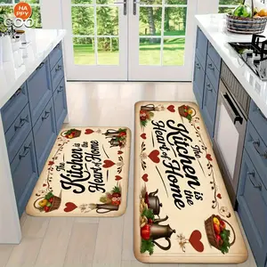2/3pcs Farmhouse Kitchen Carpet Set, Very Good Home Decoration Carpet, Flannel Material Dry Non-slip Soft Comfortable Easy To Clean, Suitable For Bathroom Door Mat Bedroom Living Room Porch Laundry