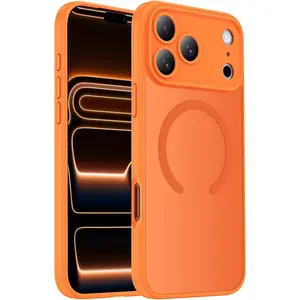 for iPhone 17 Pro Max, 17 Pro, 17 Air, 17, 16, 15, 14, 13, 12, 11 Case, Full Camera Protection,  Magnetic Ring, Compatible with Magsafe Charger, Translucent Matte Phone Case for iPhone 17-11 Series  (Orange)(Dark Blue)(Black)