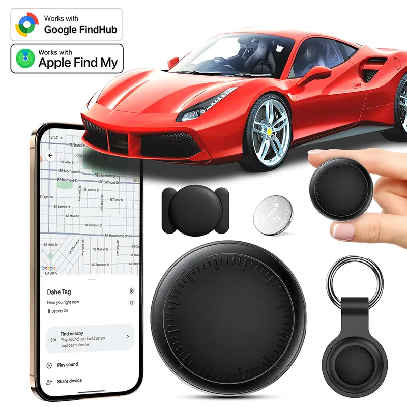 Magnetic Mini Tracker (Android & iOS) for Vehicles,Bicycles,Wallets,Kids,Elder,Pets and Keys,Vehicle Locator Tracker Tags Portable Compatible with Google FindHub/ FindMy No Subscription,Anti-Lost Device,IP67 Waterproof Case,Replaceable Battery Protection