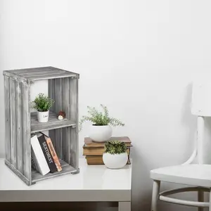 Rustic Gray Wood Crate Style Shelf