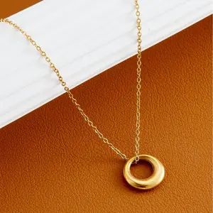 Minimalist Open Circle Pendant Necklace | Dainty Gold Chain - Waterproof, Perfect for Clean Fit & Everyday Wear