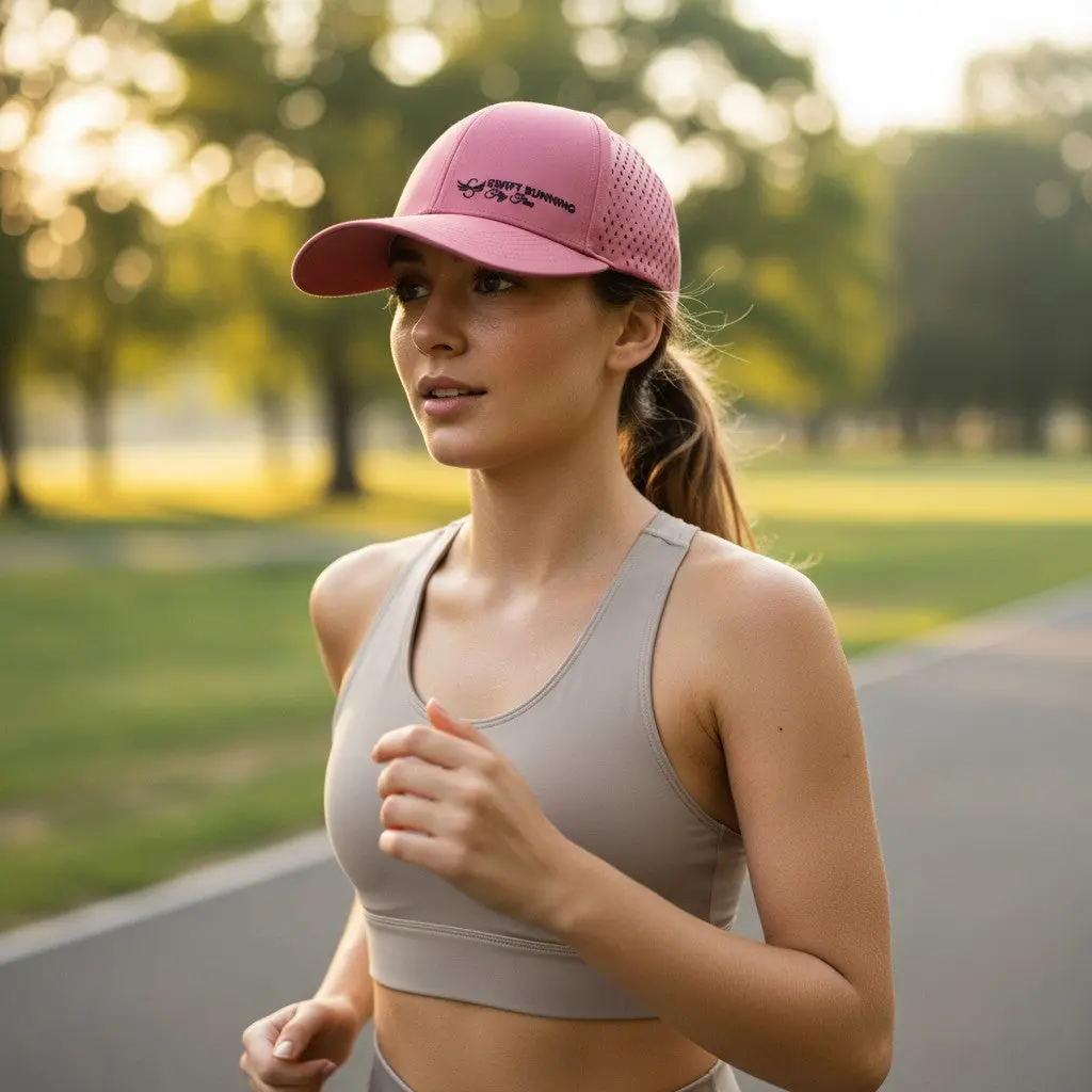 Women's Pink Running Hat, Low-Profile Polyester Dry Fit Athletic Cap, Adjustable & Moisture-Wicking for Outdoor Run, Polyester Fit, Sporty Chic, Athletic Sports & Outdoor Hats, Cooling Cap Sports & Outdoor Hats