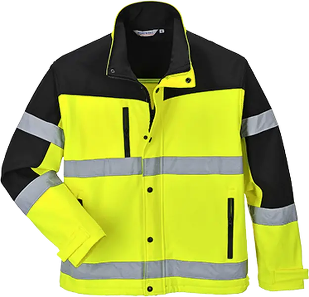 Portwest US429YBRS 2 Tone Softshell Jacket, Yellow & Black - Small, Reflective Tape, Water Resistant