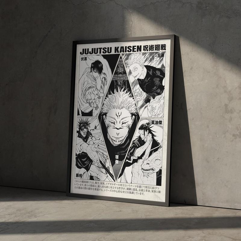 Jujutsu Kaisen manga wall decor poster Japanese printed, JJK anime minimalist artwork, gift for anime fans