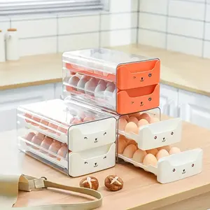 Cute Cat Design Egg Holder, 1pc 18/36 Slot Transparent Stackable Plastic Organizer, Ideal for Kitchen Storage & Organization