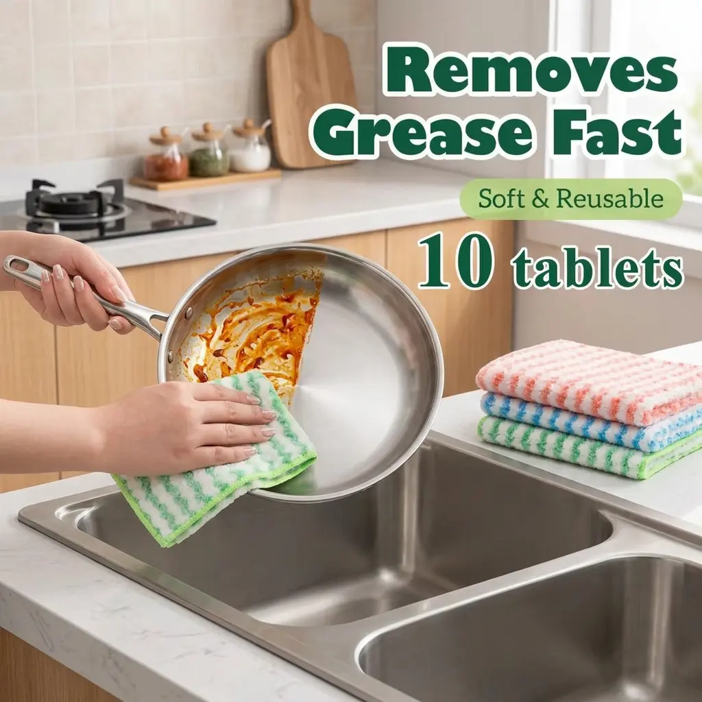 Super Soft Lint-Free Microfiber Towels (10 Pcs, 30x30cm) Quick-Dry & Highly Absorbent Reusable Rags for Kitchen Dishes, Bathroom, Glass, Mirrors & Multipurpose Household Cleaning Tasks