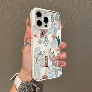 Adorable Magnetic Case for iPhone11/12/13/14/15/16/promax Western Cactus Floral MagSafe Compatible, Lightweight, Anti-Fall | Girly & Chic Style