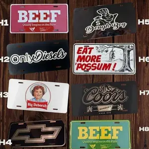 Vintage Retro TCA BEEF, Big Deborah, Dough Boy, Chevy Eat more Posum License Plate, Car Truck Tags, Hunting, Farm Life