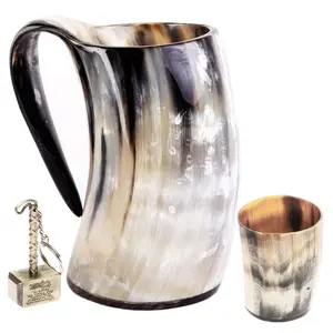 Trondebal Viking Drinking Mug, 15-20 Oz Cup & Cofee Stein | Cool Unique Gift for Men and Women wooden base Drinkware Tumbler