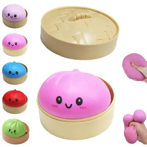Giant Glitter Dumpling, Giant Dumpling Squishy, Mega Rainbow Dumplings, Cute Anxiety Relief Fidget Toy, with Steamer Box,Soft Squeeze Decompression Dough for Adults