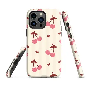 Fashion Pink Fruits Cherries 2 in 1 New Trendy Phone Cases For iPhone 17Pro Max 16Pro 15 14 13 12 Pro Max 16Plus Shockproof Cover And For Samsung Galaxy S26 Ultra S25 S24 S23 S22 Ultra Plus Soft Silicone with Hard PC Protectors Case
