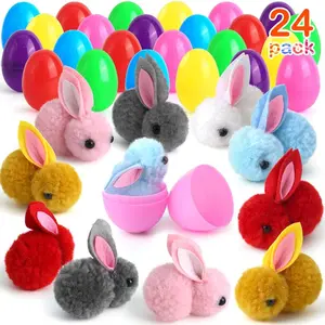Easter Egg Filler, 24pcs/set Colorful Plush Rabbit Bunny Toy, Mini Animal Shaped Toy for Easter Egg Hunt Party Gift, Party Supplies, Decor, Funny Gift, Room Decor