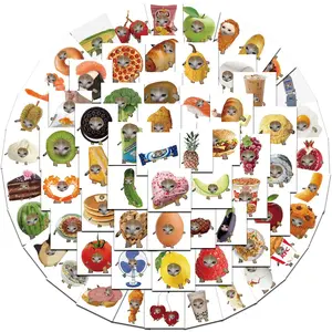 69PCS Funny Meme Cat and Food Cute Graffiti Stickers for Toy Luggage Laptop Ipad Skateboard  Phone Car Stickers