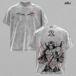 Shanks Red-Haired Oversized T-Shirt – OP Vintage Washed Graphic Tee, Anime Streetwear Casual, Heavy Cotton Unisex Top, Gift for Anime Fans