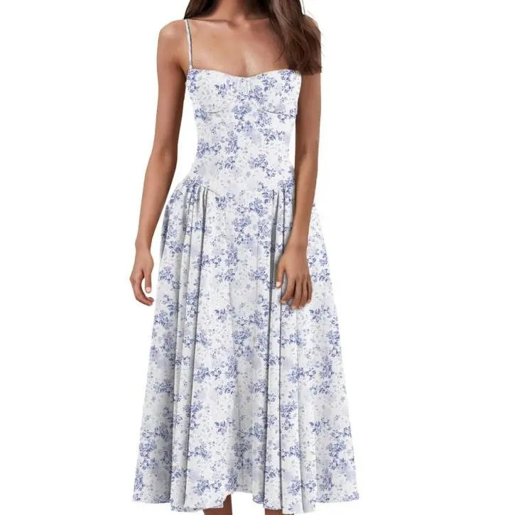 Blue floral pattern without splitting