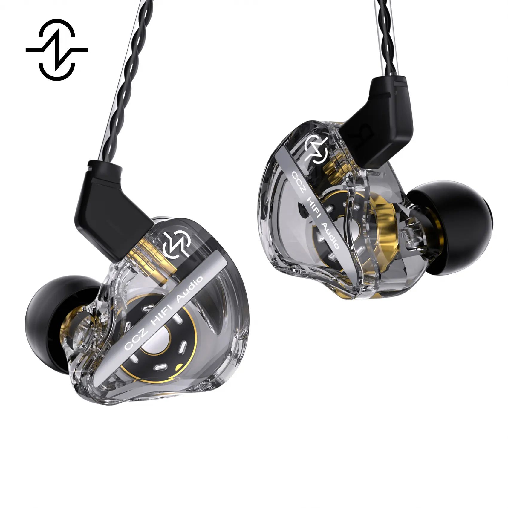 CCZ DC01 PRO Wired Audio Earbuds (Headset) with 1DD Driver, HiFi Audio, HiFi Bass Stereo, Silicone Comfortable Earfins, Passive Noise Isolation, 3.5mm-Type-C Plugs for Electronic Music, Game Console, Players, Music Speakers & Compatible Devices