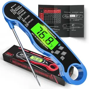 Instant Read Meat Thermometer, Digital Meat Thermometer, Food Thermometer for Cooking, Grill BBQ Thermometer, IP67 Waterproof Kitchen Thermometer, Fast 1-2 Sec Read, Backlit LCD, Candy Thermometer, Steak Turkey Smoker Grill Thermometer Accurate Tool