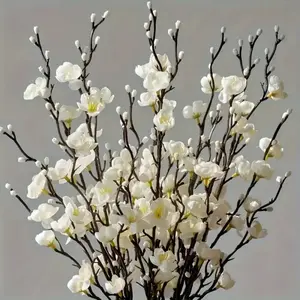 Realistic Plum Branches, Long Stem Artificial Flowers for Home Office Wedding Party Decor, Perfect for Desktop Garden Holiday, Decorative Flowers