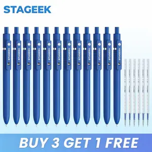 STAGEEK 12pcs Retractable Gel Pens + 5 Refills, Quick-Dry Blue Ink, Fine Point, Smooth Writing, Journaling & Note Taking Set, School & Office Stationery Supplies